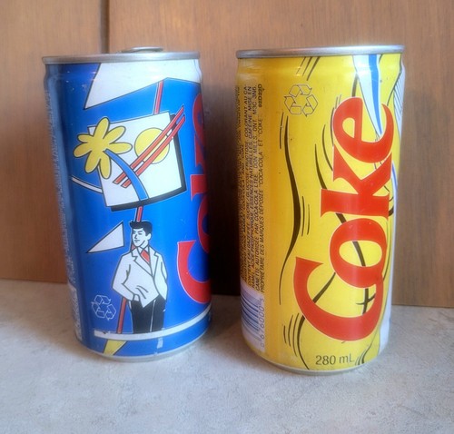 1990 NEW COKE lot of 2 Different Vintage Soda Pop Art Cans Coca-Cola Canada - Picture 6 of 12