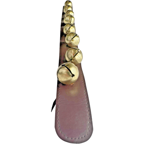 Vintage Sleigh Horse Jingle Bells Faux Leather Brass DOOR HANGER Christmas Decor - Picture 5 of 15