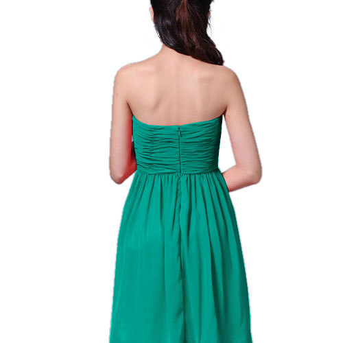 Strapless Full Length Chiffon Bridesmaids Dress Formal Evening Gown Black - Picture 5 of 10