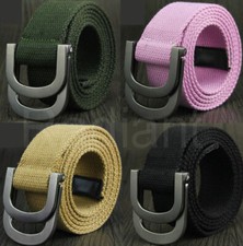 Belt Mens Womens Canvas D Ring Buckle Woven Military Waist Waistband combat UK
