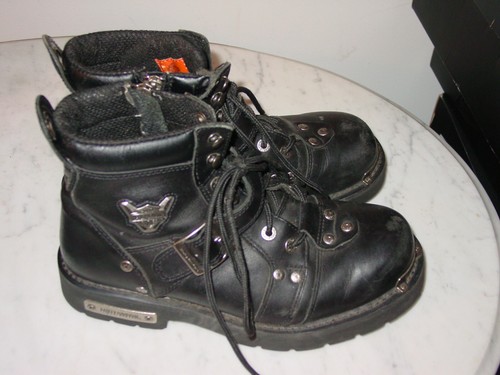 Mens Harley Davidson Brake Buckle 91684 Black Leather Side Zip Boots Size 10.5 - Picture 2 of 12