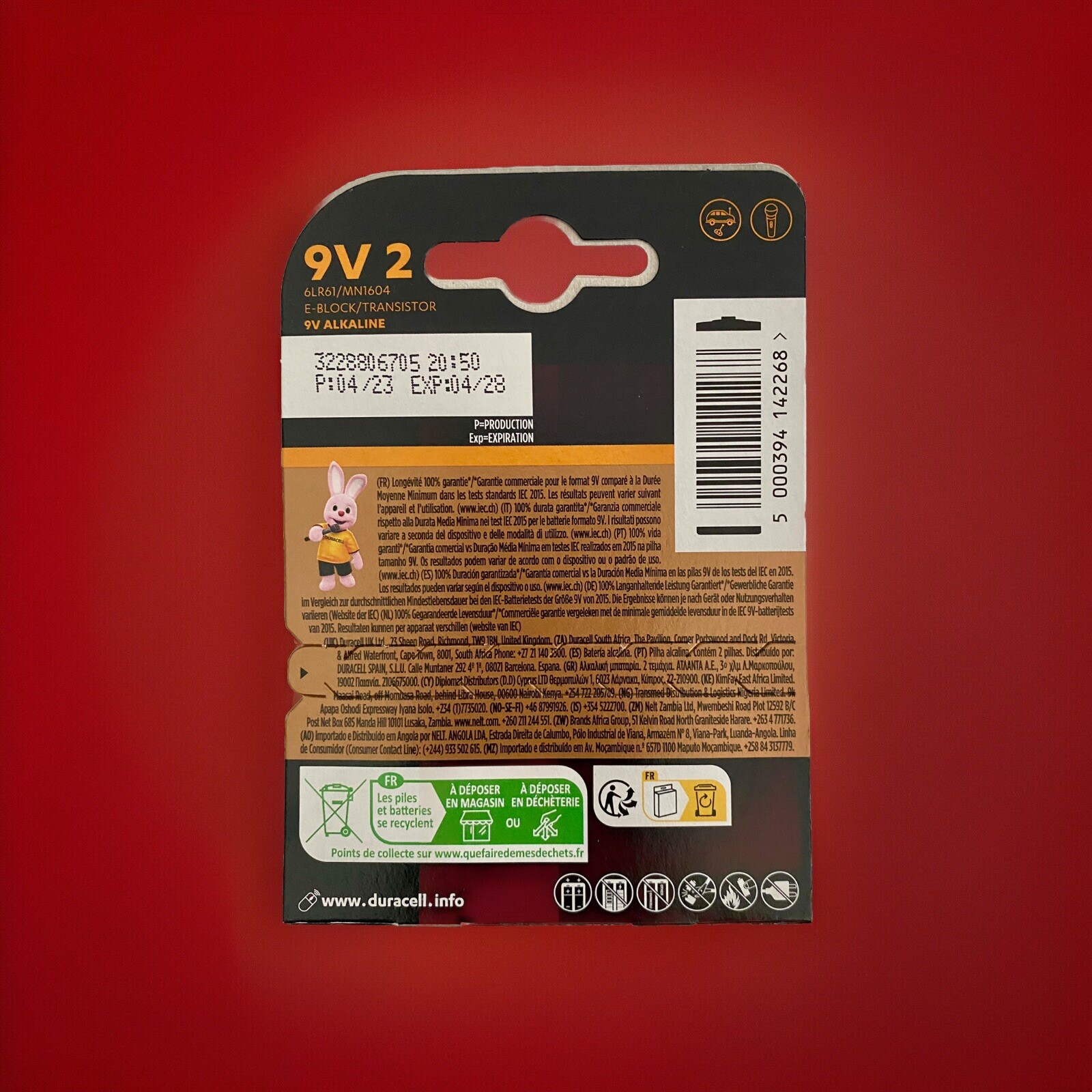 Thumbnail - 2 X Duracell Plus 9v Block 100% Mn1604 6lr22 Batterie 1 X 2er