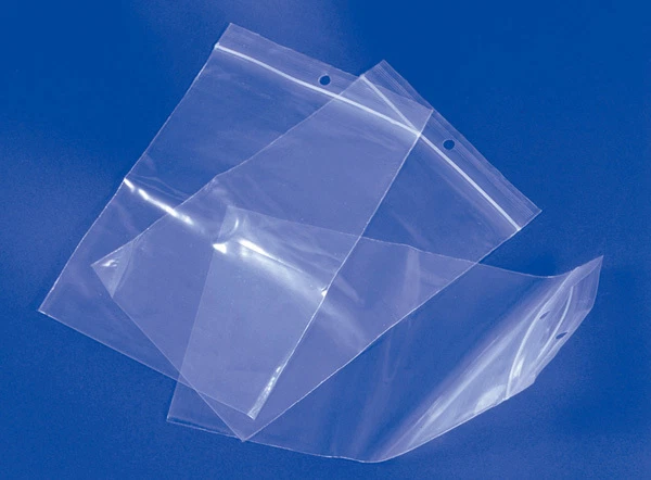 Sachet plastique transparent zip 60 microns et trou de suspension