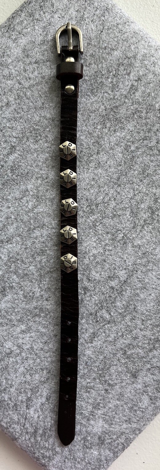 DIESEL Brown Leather Bracelet Studded Rare Mens