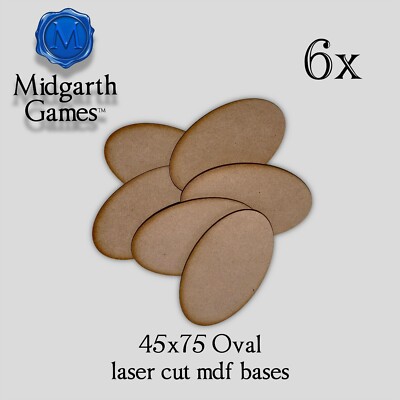 6x Oval 45x75mm MDF Bases Miniature Warhammer Laser Cut 40K FAST SHIPPING