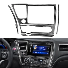 Carbon Fiber Car Navigation Panel Cover Trim For Honda Civic 9th Gen 2012-2015