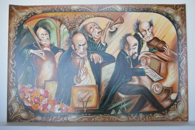 Musicians painting Serigraph by Dor -  Size: 33''L x 22''W