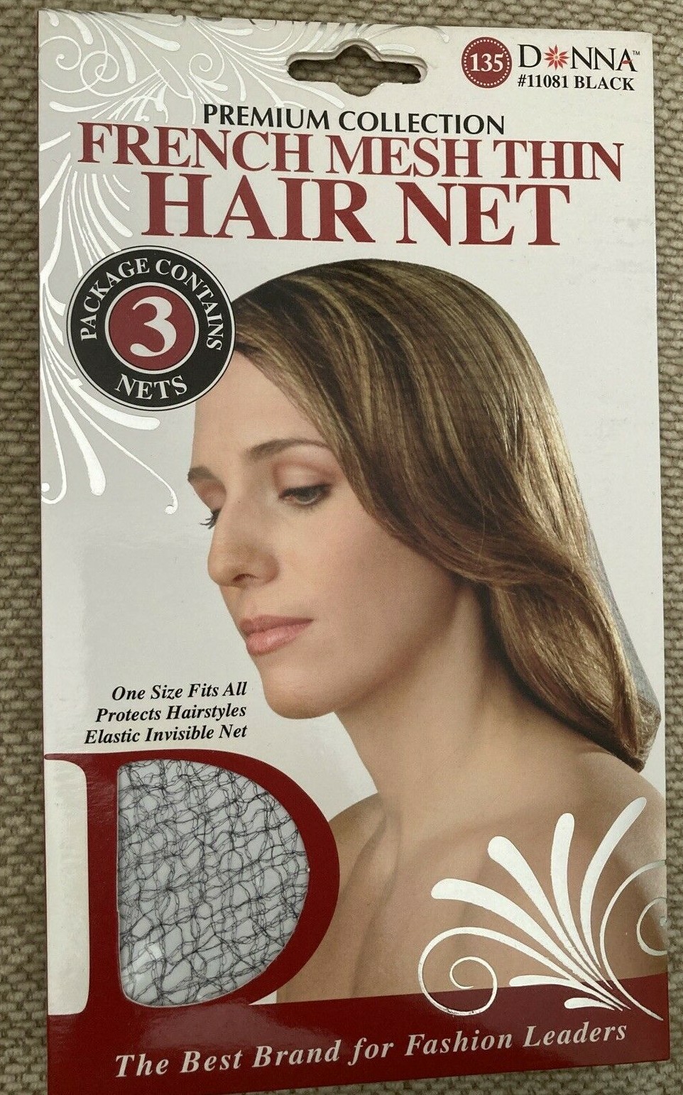 DONNA PREMIUM COLLECTION FRENCH MESH THIN HAIR NET PAC CONTA