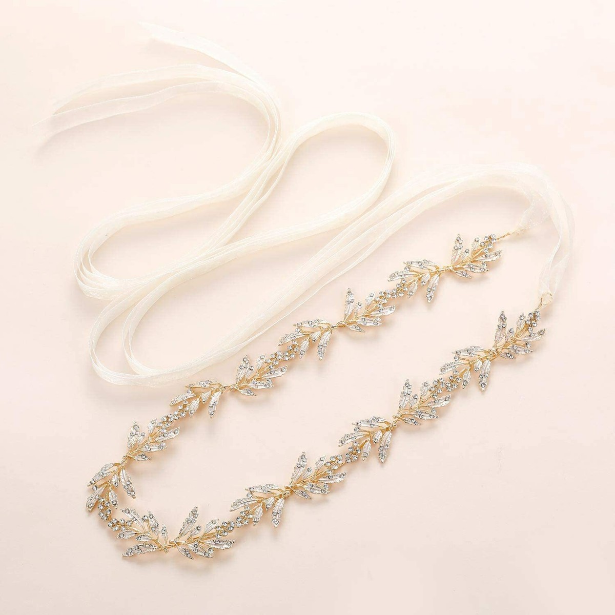 Handmade Rhinestone Bridal Belt Wedding Dress Belt Crystal Leaf Bridesmaid Belt