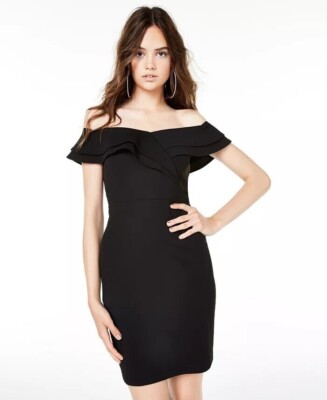 emerald sundae juniors cold shoulder bodycon dress Juniors' Off-The-Shoulder Dress, Black, XXS IKEA RÅDMANSÖ 5-drawer dresser, lace-up oxford bodycon silhouette Belt Length:41 inch