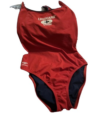 Speedo Endurance Red Lifeguard One Piece Swimsuit Size 10 36 Ebay