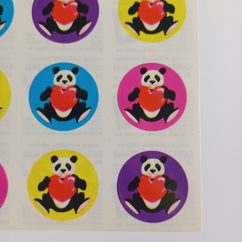 Vintage Lisa Frank Sticker Sheet S107 -Pandas -Hearts -1988 -HTF Rare Unused - Picture 11 of 19