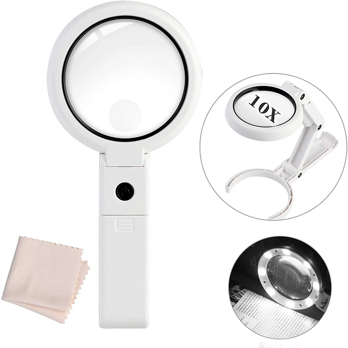 Magnifying Glass, Magnifying Glass with Light and Stand - 2 in 1  Lightweight Mag