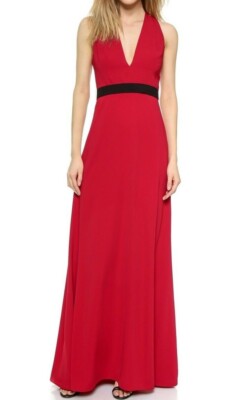 Jill Stuart Womens Sleeveless V-Neck Full Length Ball Gown Dress Red Size 6