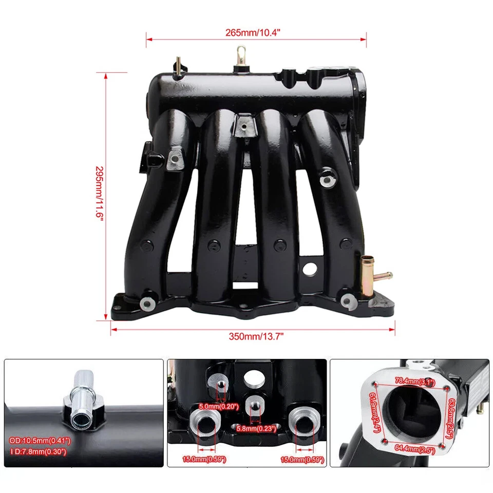 Coletor de admissão + corpo do acelerador 70mm para Honda CRX (Base, HF, Si) 1988-1990 1991 - Imagem 2 de 4