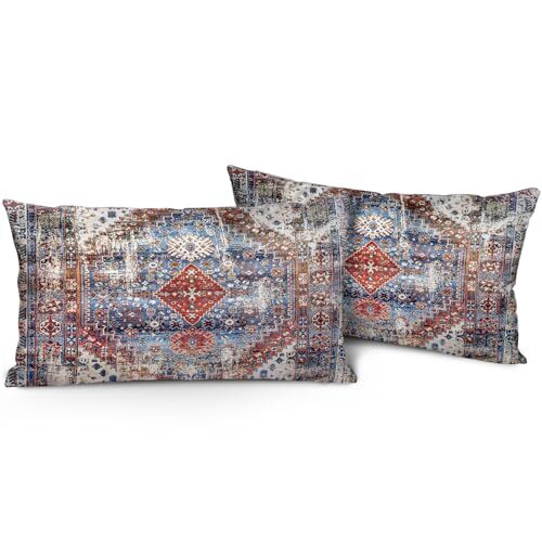 Boho Throw Pillow Covers 12x20 Inch Set of 2 in Monaco Rug Design Boho 06