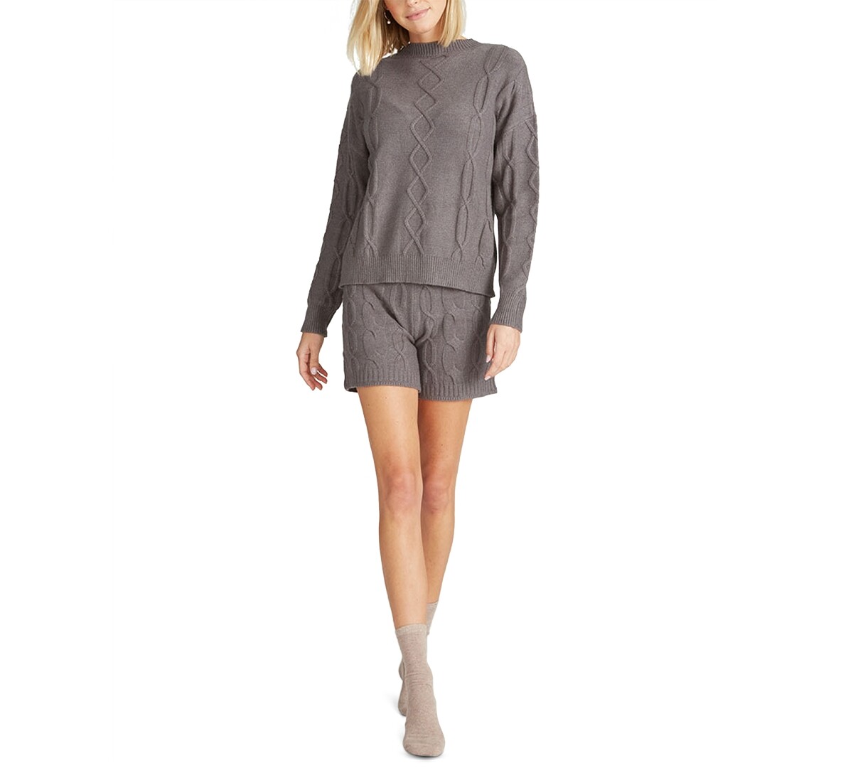 Cable Knit Shorts Gray Size Small