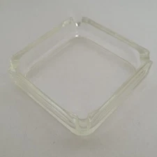 Vintage MCM Glass Ashtray 3.75" Square  Ash Tray  Mid Century Modern Chipped