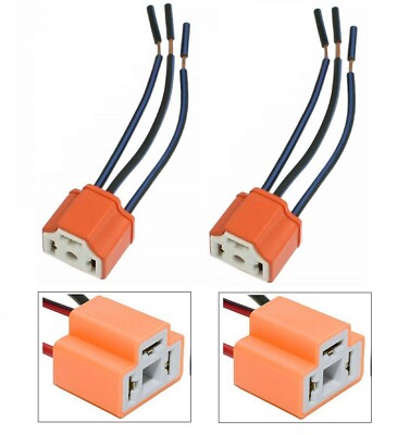 Wire Pigtail Female Ceramic S 9003 HB2 H4 Two Harness Head Light Bulb Socket Fit