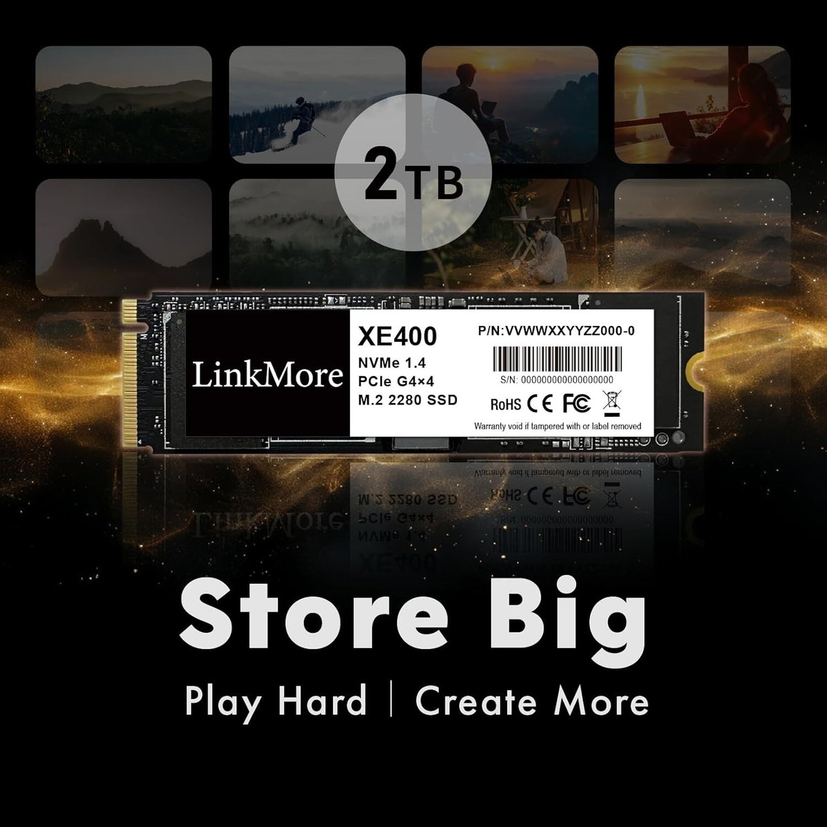 LinkMore XE400 2TB M.2 PCIe Gen4x4 NVMe SSD – Up to 4800MB/s