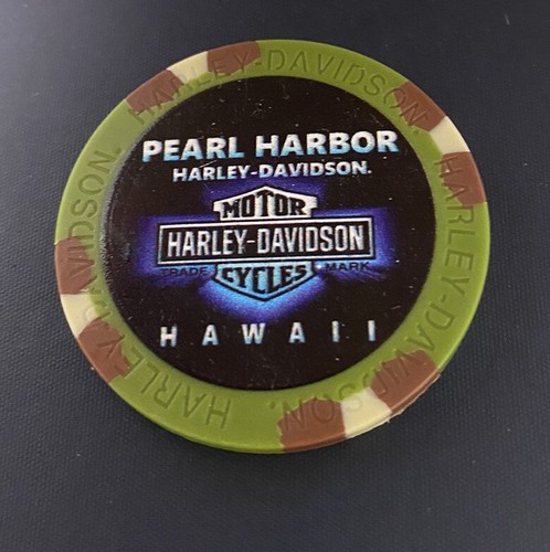 Ficha de póker Harley Davidson Pearl Harbor Honolulu, Hawaii/camuflaje verde y marrón - Imagen 2 de 3