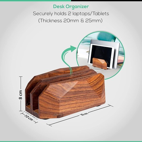 Biodegradable Wooden Vertical Laptop Stand Holder for MackBook Dell HP Dual Slot - 第 6/6 張圖片