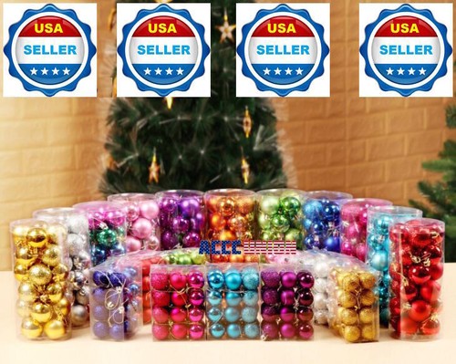 24 ct Shatterproof Christmas Ornament Tree Hanging Balls Holidays Decor GOLD