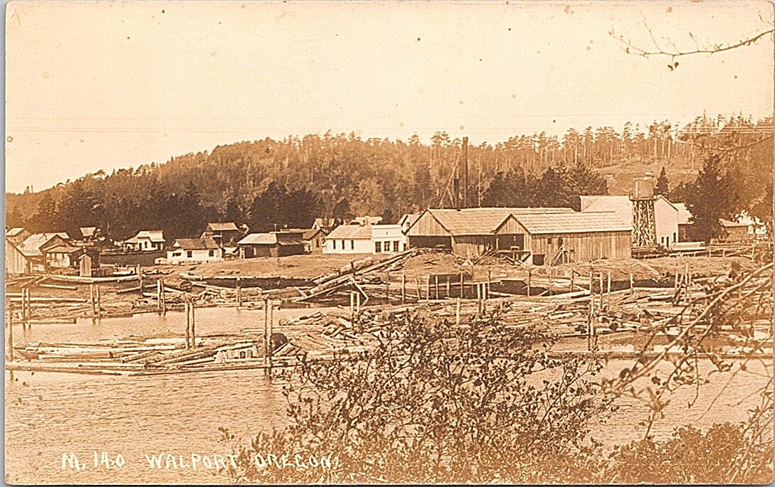Walport Oregon RPPC Panoramic Town View Logging Lumber Mill early 1900s