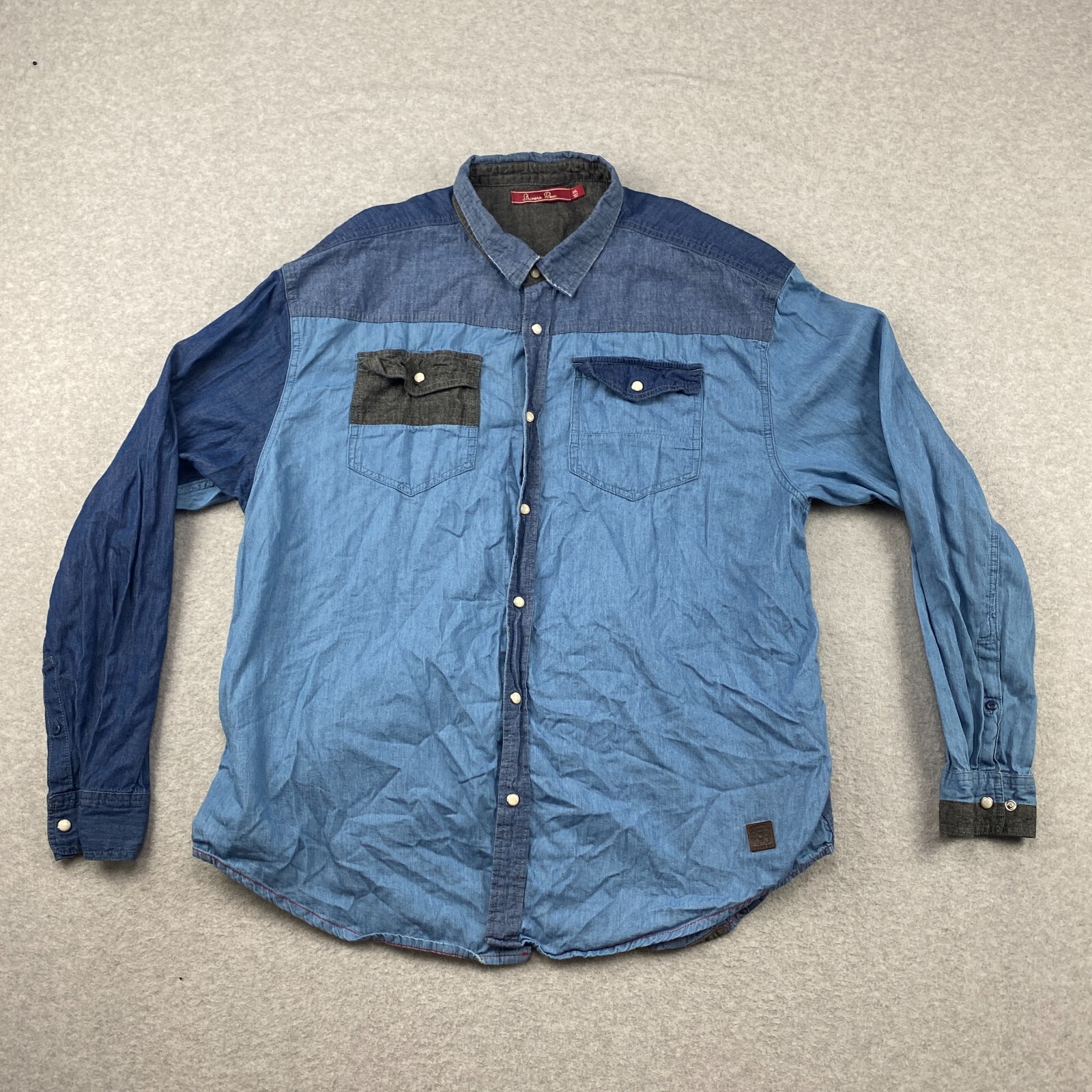 Camicia uomo Strivers Fila con bottoni 2XL XXL blu perla patch a scatto Chambray Western