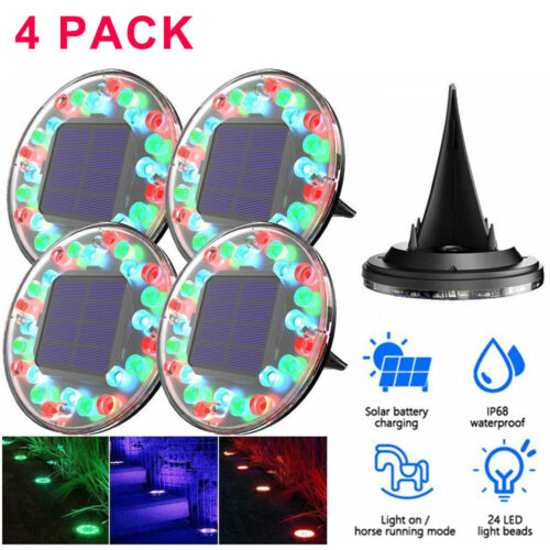4-Pcs Solar In Ground Lights Outdoor Buried Lamp Disk LED Lawn Pathway Garden