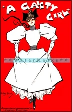 A Gaiety Girl In Red Dress 1890 Vintage Poster Print Retro Style Theater Advert