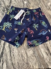 Maamgic Boys Blue Board Shorts XS Youth Palm Tree Multi Design