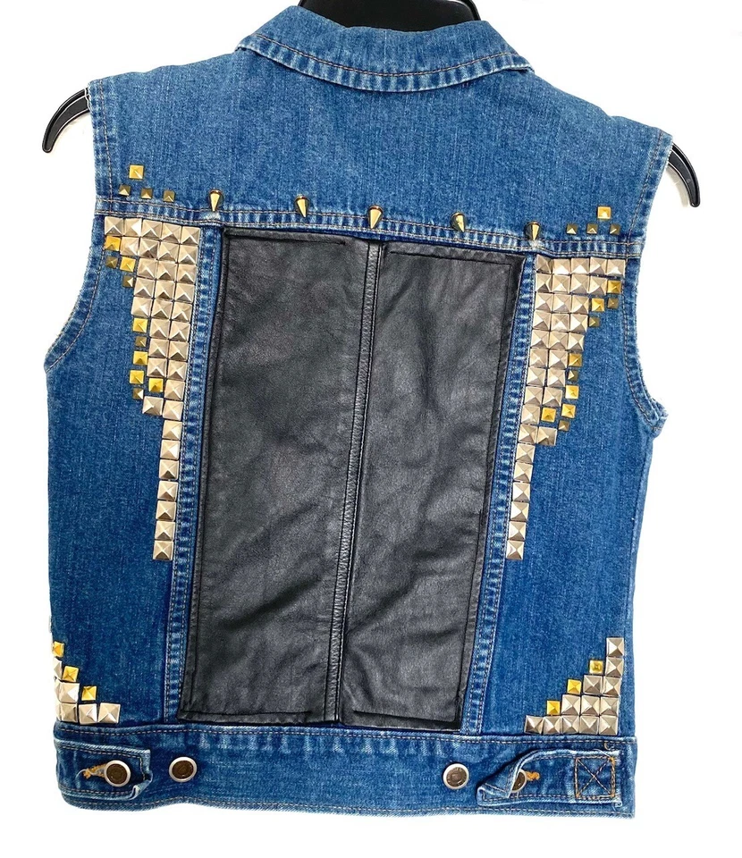 Chaleco TO2 TODD OLDHAM Denim Tachonado Pico Motociclista Emo Rockstar S 4/6 DE COLECCIÓN RARO Foto 3 de 4