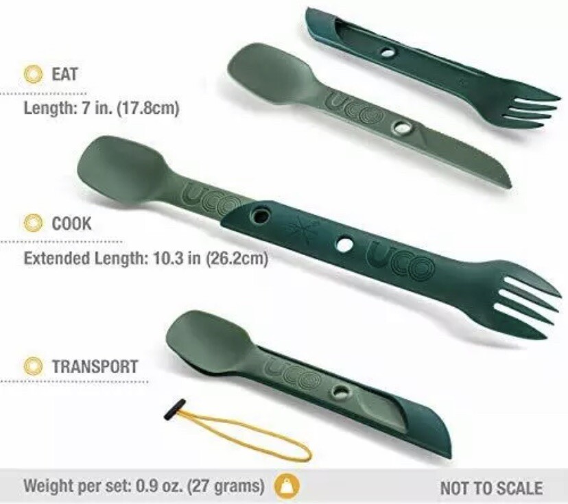 UCO Switch Spork Utensil Set 1 oz Ultra-Durable BPS Free 7 Camping