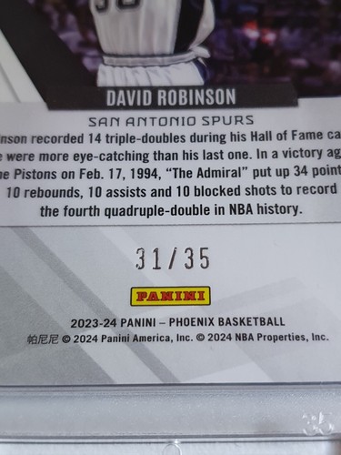 2023 Panini Phoenix David Robinson #160 BLUE SCOPE /35 Holo - Ready to Grade - Picture 2 of 3