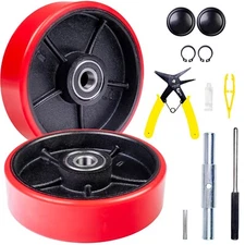 Pallet Jack/Truck Steering Wheels 7" Set with Axle, Fasteners, Tool Kit Included