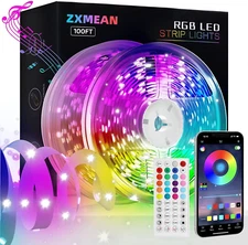 100Ft Led Strip Lights Remote Control & App, Music Sync Color Changing RGB Light