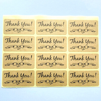 Kraftpapier Aufkleber rechteckig 4x2cm Thank you Danke Sticker selbstklebend