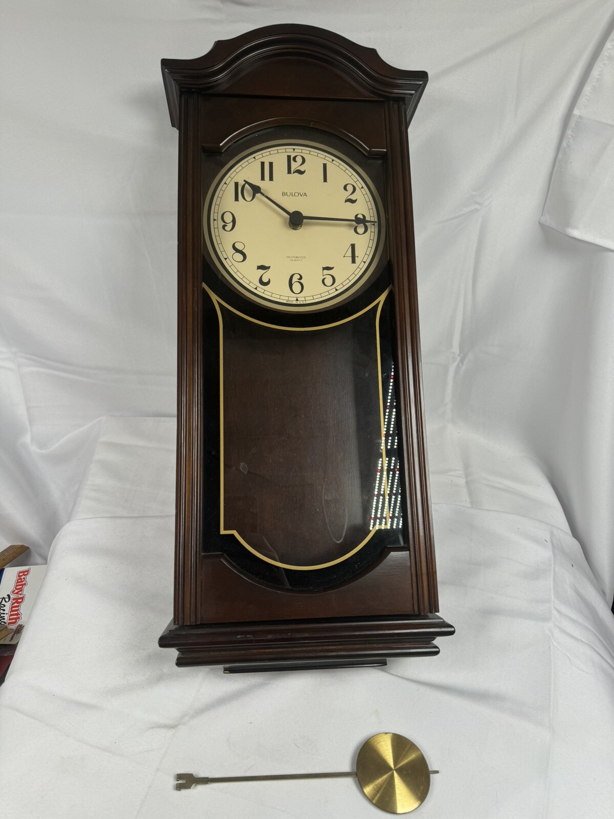 Vintage Bulova Wall Clock Wooden 27 Inch For Parts Or Repair Cranbrook Style eBay