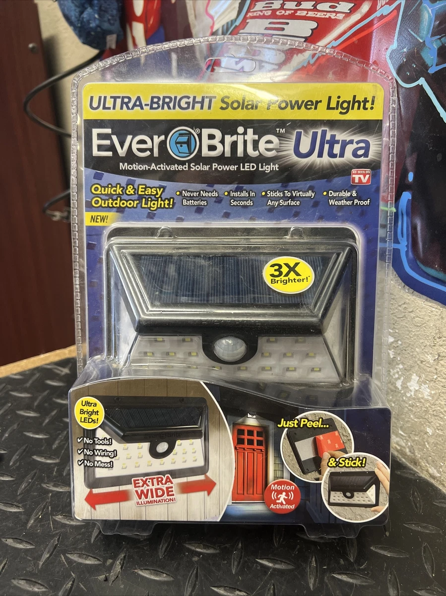 Ever Brite Black Motion Activated Outdoor LED Area Light w 24 White Solar Light