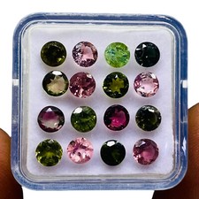16 Pcs Natural Tourmaline 4.4mm Round Cut Multi Color Loose Gemstones 5.55 Cts