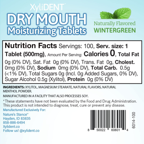 Xylitol Tablets for Dry Mouth Relief Stimulates Saliva Freshens Breath 100 Ct - Picture 7 of 7