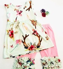 Floral Horns Pink/Blue Ruffle Icing Shorts Outfit