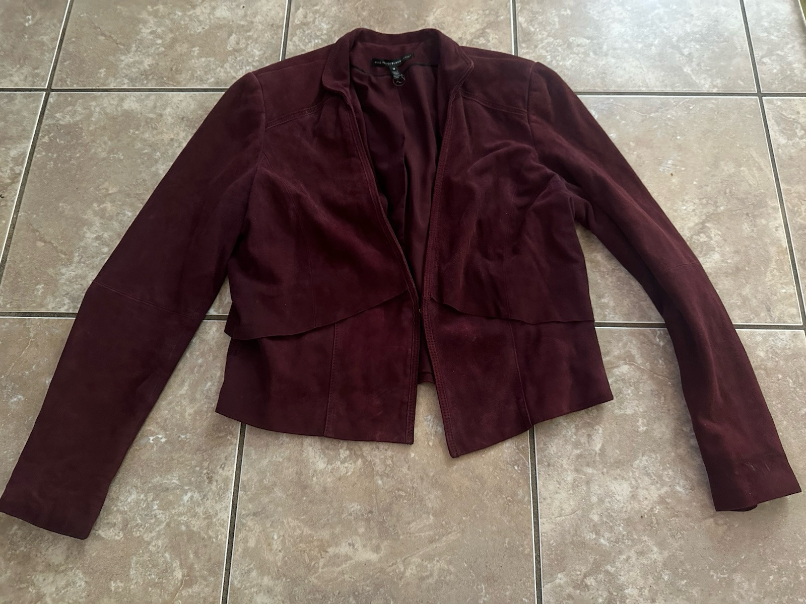 White House Black Market M Leather Short Jacket Burgundy