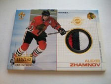 ALEXEI ZHAMNOV 2000-01 PACIFIC PRIVATE STOCK GAME GEAR 3 COLOR BLACKHAWKS PATCH