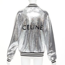 CELINE 2021 Runway silver sequin cotton black...