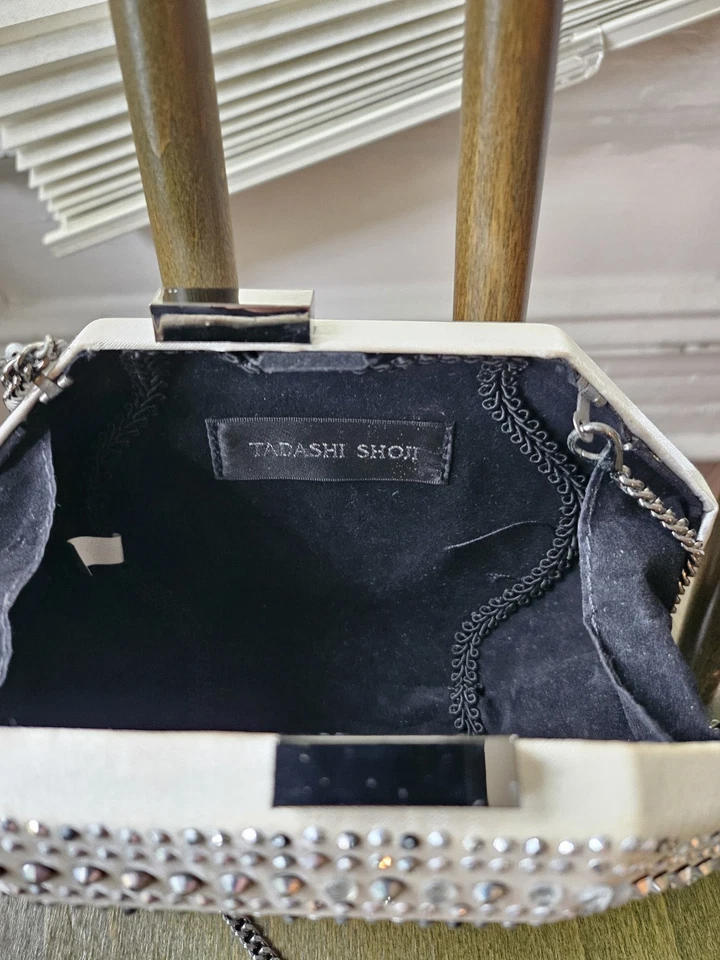 Bolso sin asas formal de noche Tadashi Shoji Ciara beige con correa de cadena extraíble Foto 3 de 4