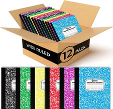 12 Pack Bulk Composition Notebook Wide Ruled, 200 Pages 100 Sheets , 9-3/4 X 7-