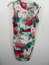 Pre-Owned Calvin Klein Green Size 6 Floral Knee Length Sleeveless Dress