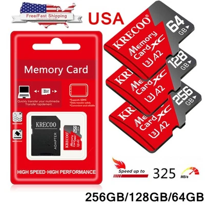 KRECOO Micro SD Card 32GB 64GB 128GB 256GB 1TB 2TB Micro SD TF Memory Card Adapter lot